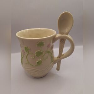 Lenox Shamrock Wishes Mug with Spoon – Irish Floral Design